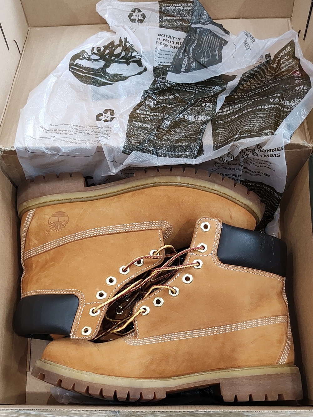 Timberland Wheat Nubuck Men's Lace-Up Work Boots with Black Collar